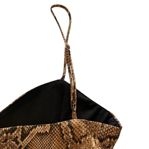 Zara Reptile Patterned Crop Top Brown Black - Picture 4 of 7